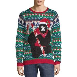 HOLIDAY TIME Men's SWEATER GORILLA UGLY CHRISTMAS SWEATER Large (42-44) NWT